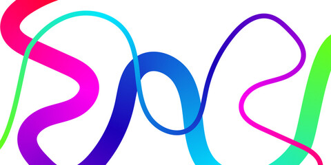 Obraz premium Abstract vector background with three intertwined wavy lines featuring a vibrant gradient color palette. Each line transitions smoothly through shades of pink, purple, blue, and green