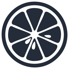 Fototapeta premium Vector illustration of a stylized citrus fruit slice with drops in dark blue