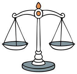 Classic Justice Scales Illustration Symbolizing Balance and Fairness