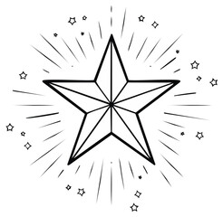 Obraz premium Black and White Star with Rays Vector Illustration