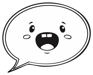 Fototapeta premium Cute cartoon speech bubble with happy surprised face expression conveying an idea or message