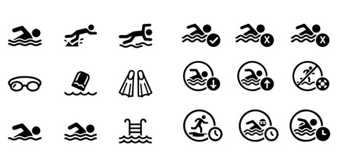 Fototapeta premium Swimming line art icon for sports apps and websites