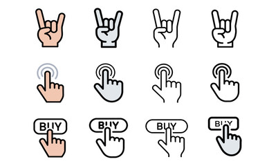 Minimalist modern absract concept Collection of hand icons for user interface and gesture representation  various hand gestures and clicking actions