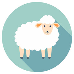 Adorable White Sheep Illustration on Blue Background Cute Farm Animal
