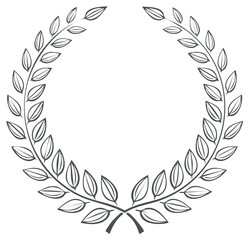 Obraz premium Elegant Laurel Wreath Illustration Simple Olive Branch Design Victory Symbol in Black and White