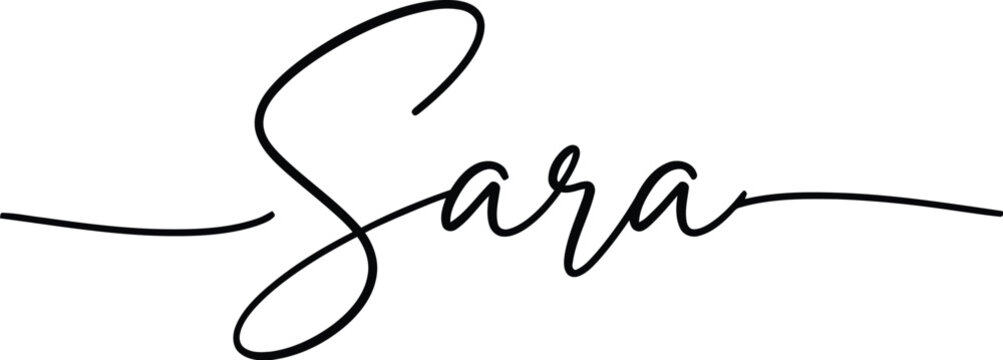 A beautiful signature of the name Sara in black ink on a white background