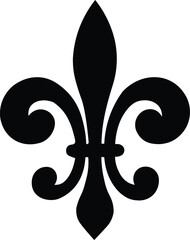 A classic black fleur-de-lis symbol, elegantly stylized, representing royalty and French heritage. © Najma