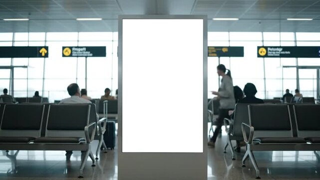 Blank Billboard in Airport Waiting Area.