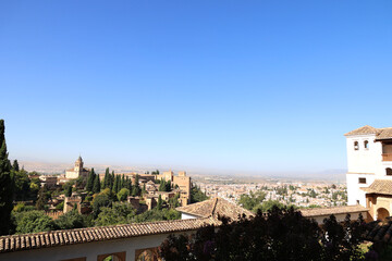 Naklejka premium View from the Generalife towards the Alhambra, Granada, Andalusia, Spain
