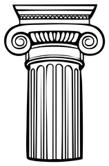 Classic Ionic Column architectural element with detailed volutes and fluting