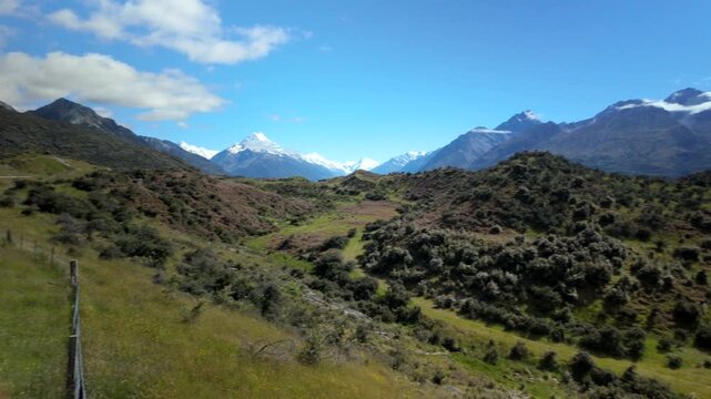 High Country Mountain Road And Valley View With Snowy Peaks