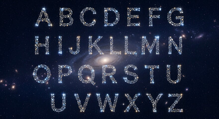 Fototapeta premium Alphabet letters formed by stars and cosmic constellations