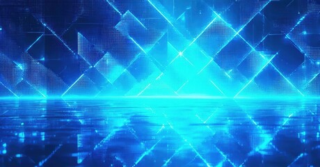 Fototapeta premium Abstract blue light patterns create dynamic geometric shapes. Brightness varies, suggesting energy, technology, futuristic design.