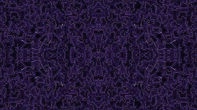 Intricate patterns and shapes in a dark purple abstract background viewed from a close-up perspective