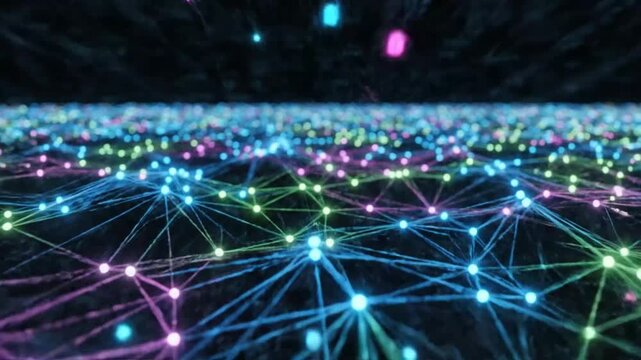 Abstract science DNA double helix explosion of data and information network connection background