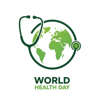 Global health awareness logo with stethoscope and globe