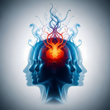 Vibrant human brain illustration with glowing core