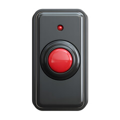 Red button with indicator light 3d rendered isolated on transparent background