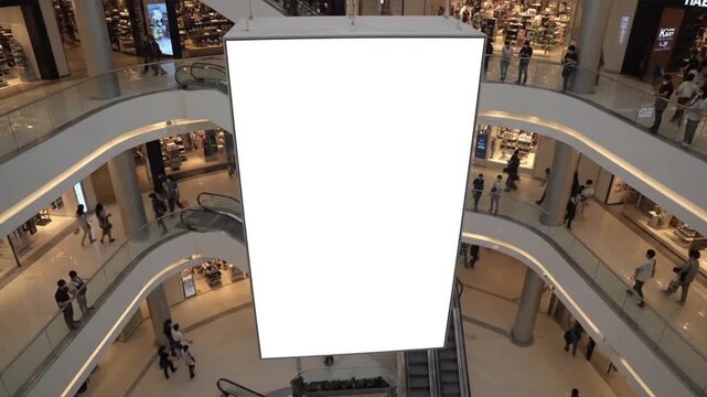 Large Blank Billboard in Shopping Mall.