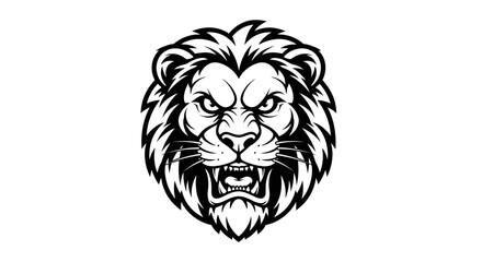 Obraz premium Fierce Lion's Face Illustration, Powerful Animal Portrait