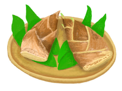 タケノコが2つ籠の中に入ったイラスト