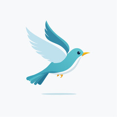Fototapeta premium A charming blue bird with outstretched wings in graceful flight, a symbol of freedom