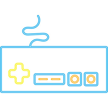 Retro Gaming Controller Neon Outline
