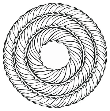 Illustration of coiled rope in circular pattern isolated