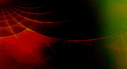 Abstract fractal art with vibrant red and yellow lines on black background, showcasing intricate patterns and glowing effects, artistic creation, digital render