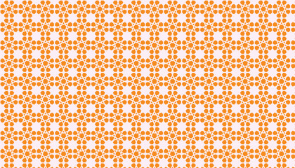 Seamless orange floral geometric pattern on white, editable ethnic mandala ornament for summer textile, wallpaper and light background design.