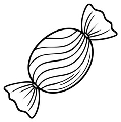 Fototapeta premium Line drawing of a wrapped candy with swirling lines