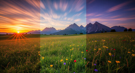 sunset in the nature