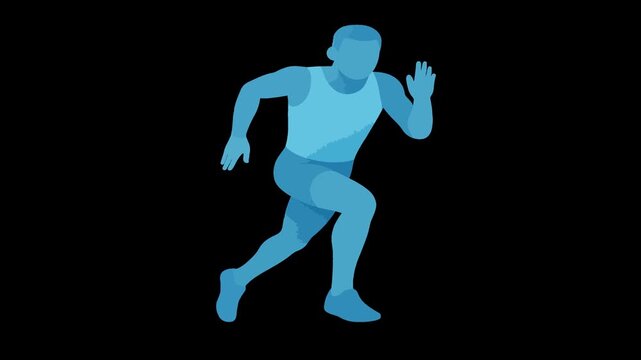 Blue Runner Silhouette in Motion Vector Illustration