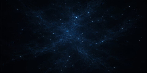 Obraz premium Blue abstract space background with stars and galaxy
