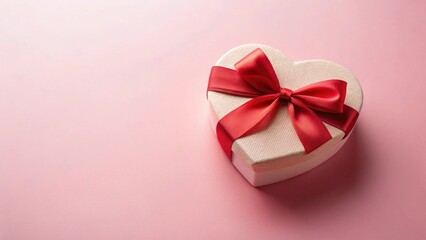 Heart-Shaped Gift Box with a Crimson Bow on a Pink Background A Symbol of Love and Affection