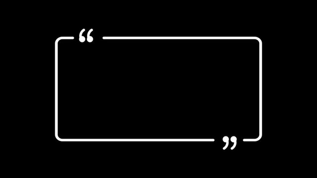 rectangle with quotation marks quote speechin transparent background in 4K animation rectangle and question marks animation 