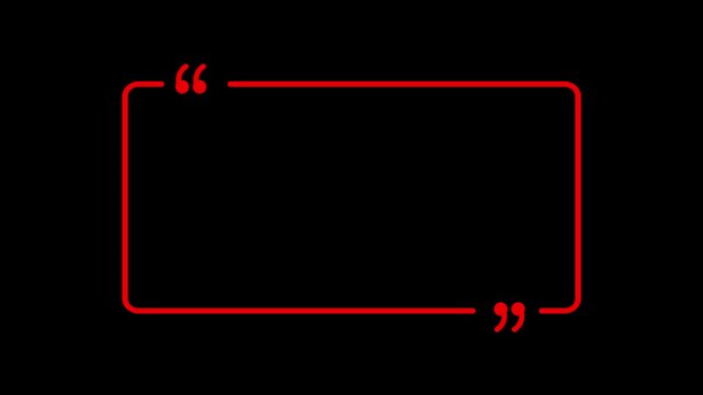 rectangle with quotation marks quote speechin transparent background in 4K animation rectangle and question marks animation 