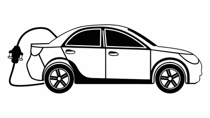 Naklejka premium Illustration of a car being refueled at a gas station from a side viewpoint