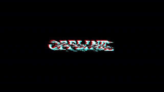 Offline glitch effect text animation displayed  in HD animation. Offline glitch effect text animation in black background with alpha channel 