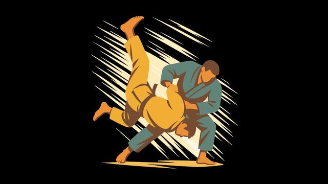 Judo Fighters in Action Illustration martial art sport