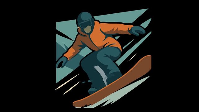 Snowboarder in orange jacket mid jump snowboarding