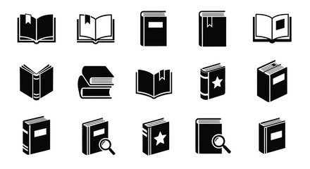 Collection of black book icons and designs a striking silhouette