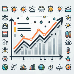 Climate Change Data Graph Icon Set