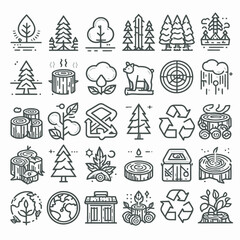 Forest Trees Deforestation Reforestation Icons