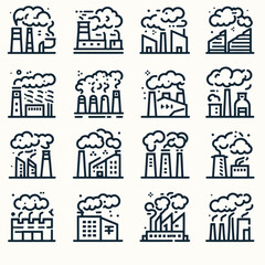 Industrial Factory Pollution Icon Set