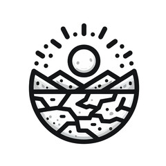 Cracked Earth Drought Climate Icon