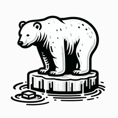 Polar Bear Melting Ice Climate Icon