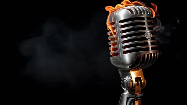 Flaming Vintage Microphone Dynamic Performance