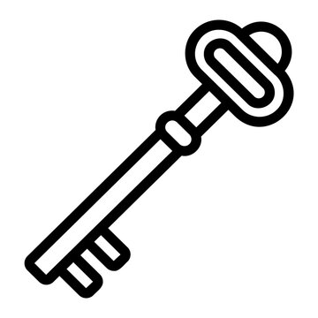 Antique key Line Icon