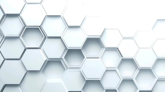 White Hexagonal Pattern with Gradient Shadows and White Background.
